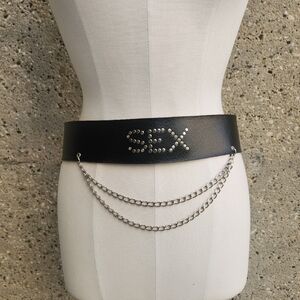 Black Studded Chain Belt